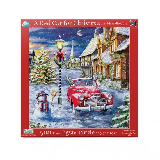 Sunsout A Red Car for Christmas 500 pc Christmas Jigsaw Puzzle 60668 {4}