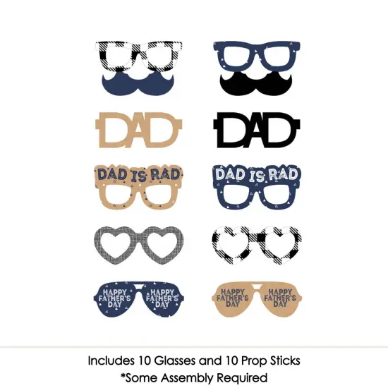Big Dot of Happiness My Dad is Rad Glasses - Paper Card Stock Father's Day Photo Booth Props Kit - 10 Count {4}