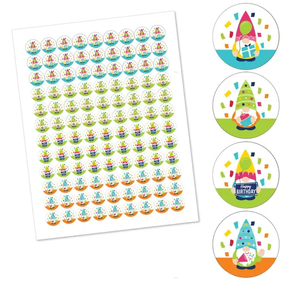 Big Dot of Happiness Gnome Birthday - Happy Birthday Party Round Candy Sticker Favors - Labels Fits Hershey&rsquo;s Kisses (1 sheet of 108) {3}