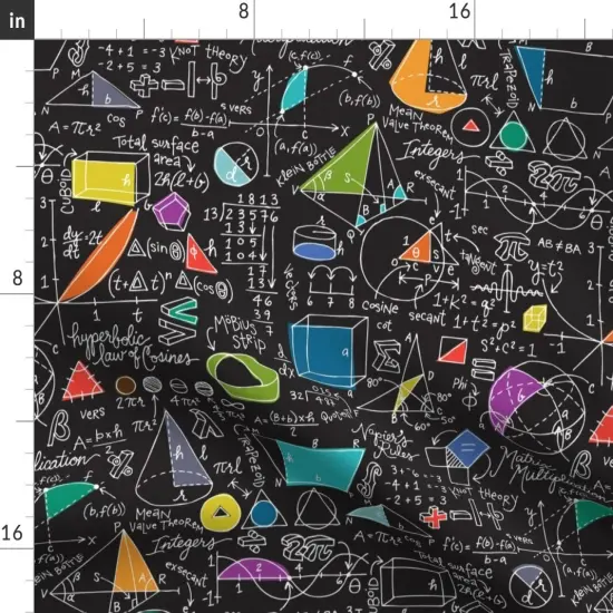 Various Fabrics by the Yard or Fat Quarter Count Math Mathematics Numbers Science Black Geometry Custom Printed Fabric by Spoonflower {2}