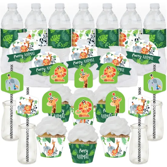 Big Dot of Happiness Jungle Party Animals - Safari Zoo Animal Birthday Party or Baby Shower Favors and Cupcake Kit Fabulous Favor Party Pack - 100 Pc {1}