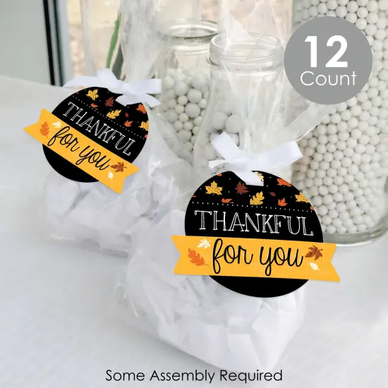 Big Dot of Happiness Give Thanks - Thanksgiving Party Clear Goodie Favor Bags - Treat Bags With Tags - Set of 12 {3}