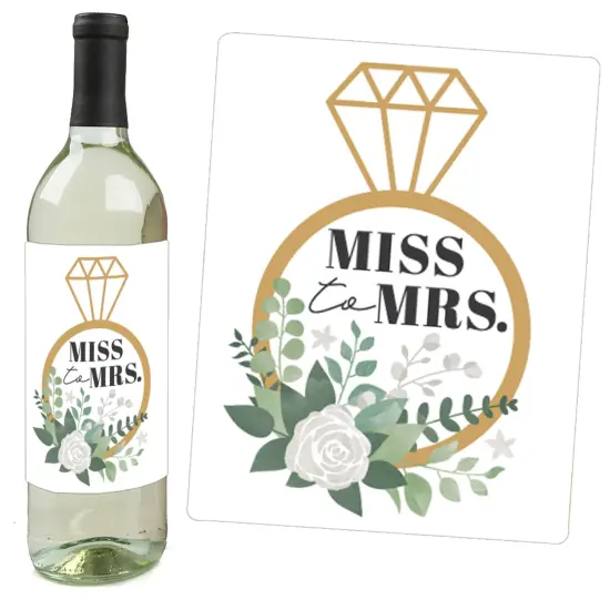 Big Dot of Happiness Boho Botanical Bride - Greenery Bridal Shower & Wedding Party Decorations - Wine Bottle Label Stickers - Set of 4 {3}