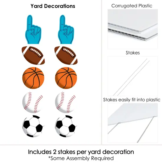 Big Dot of Happiness Go, Fight, Win - Sports - Basketball Baseball Football & Soccer Lawn Decor - Outdoor Baby Shower or Birthday Yard Decor - 10 Pc {7}
