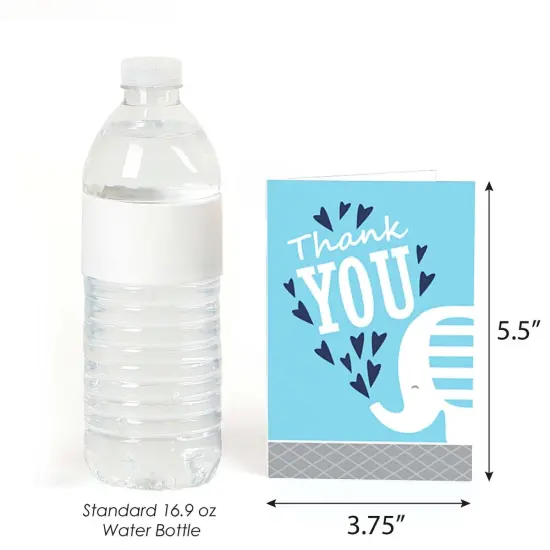 Big Dot of Happiness Blue Elephant - Boy Baby Shower or Birthday Party Thank You Cards (8 count) {4}