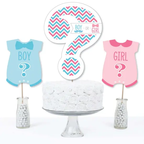 Big Dot of Happiness Chevron Gender Reveal - Gender Reveal Party Centerpiece Sticks - Table Toppers - Set of 15 {4}
