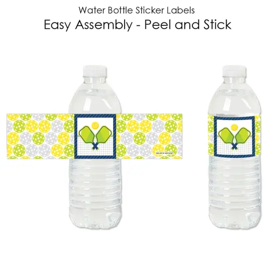 Big Dot of Happiness Let&rsquo;s Rally - Pickleball - Birthday or Retirement Party Water Bottle Sticker Labels - Set of 20 {3}