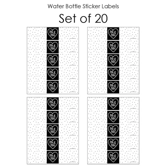 Big Dot of Happiness Mr. and Mrs. - Black and White Wedding or Bridal Shower Water Bottle Sticker Labels - Set of 20 {4}