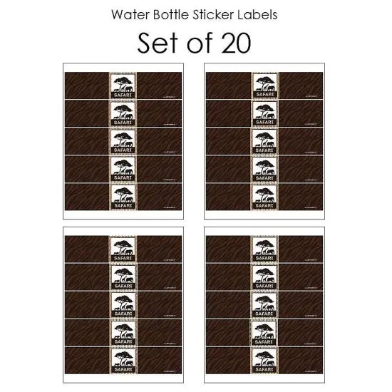 Big Dot of Happiness Wild Safari - African Jungle Adventure Birthday Party or Baby Shower Water Bottle Sticker Labels - Set of 20 {4}