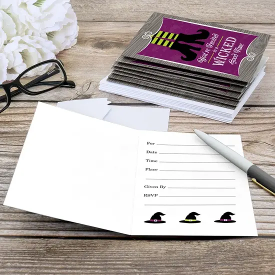 Big Dot of Happiness Happy Halloween - Fill-in Witch Party Invitations (8 Count) {6}