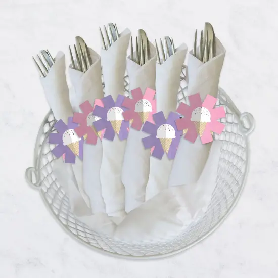 Big Dot of Happiness Scoop Up The Fun - Ice Cream - Sprinkles Party Paper Napkin Holder - Napkin Rings - Set of 24 {4}