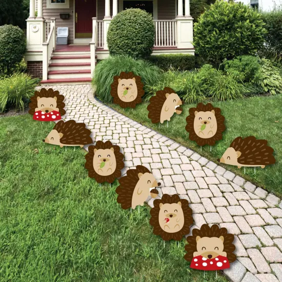 Big Dot of Happiness Forest Hedgehogs - Lawn Decorations - Outdoor Woodland Birthday Party or Baby Shower Yard Decorations - 10 Piece {1}