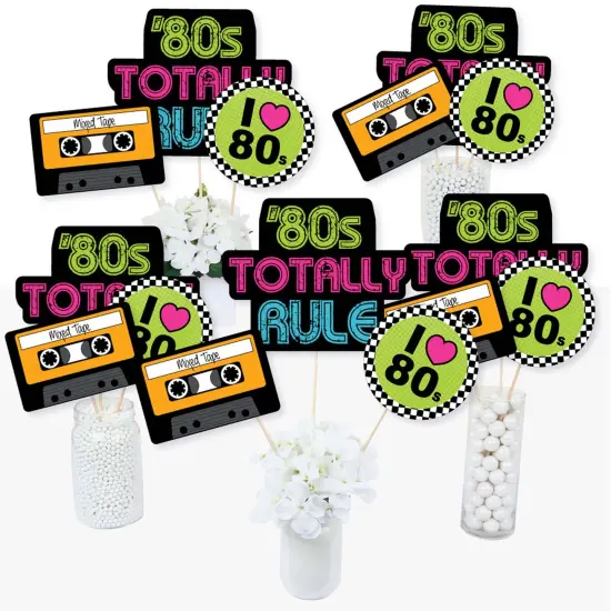 Big Dot of Happiness 80's Retro - Totally 1980s Party Centerpiece Sticks - Table Toppers - Set of 15 {3}