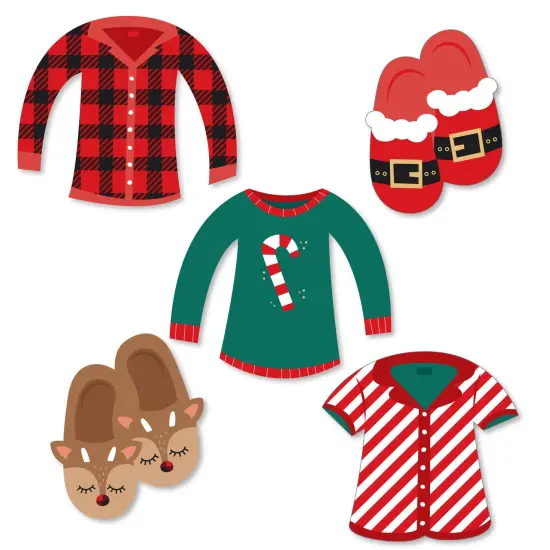 Big Dot of Happiness Christmas Pajamas - DIY Shaped Holiday Plaid PJ Party Cut-Outs - 24 Count {1}