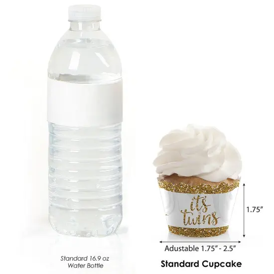 Big Dot of Happiness It's Twins - Gold Twins Baby Shower Decorations - Party Cupcake Wrappers - Set of 12 {4}