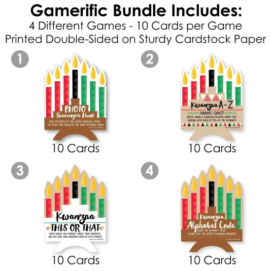 Big Dot of Happiness Happy Kwanzaa - 4 Games - 10 Cards Each - Gamerific Bundle {4}