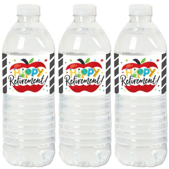 Big Dot of Happiness Teacher Retirement - Happy Retirement Party Water Bottle Sticker Labels - Set of 20 {1}
