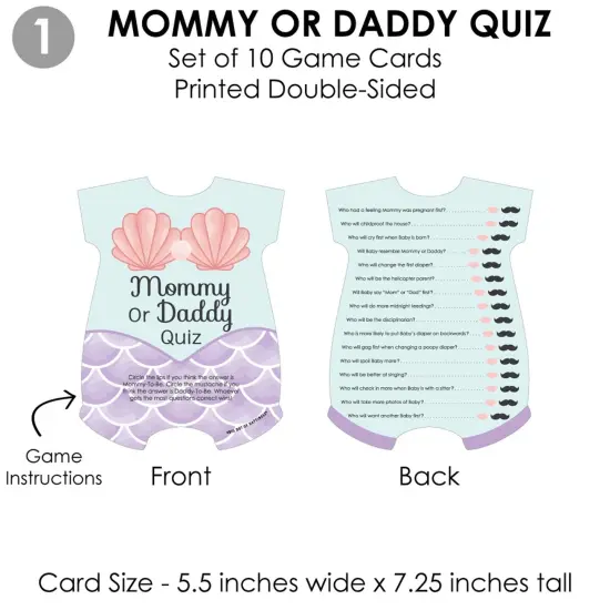 Big Dot of Happiness Let's Be Mermaids - 4 Baby Shower Games - 10 Cards Each - Gamerific Bundle {6}