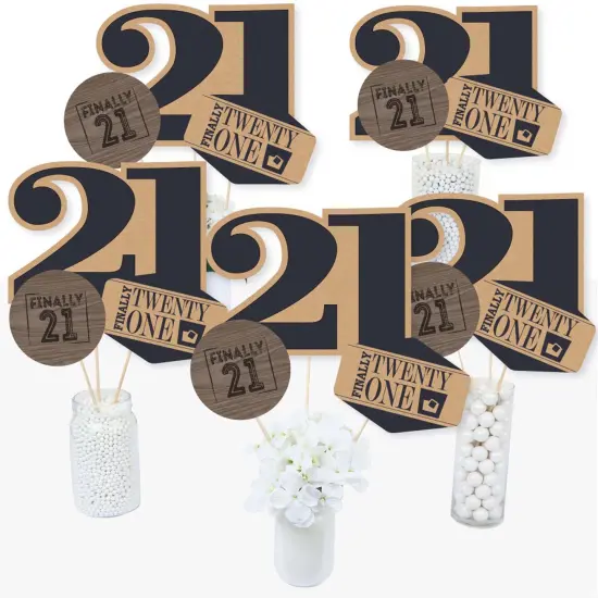 Big Dot of Happiness Finally 21 - 21st Birthday Party Centerpiece Sticks - Table Toppers - Set of 15 {3}