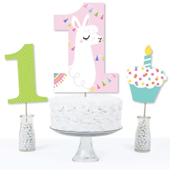 Big Dot of Happiness 1st Birthday Whole Llama Fun - Llama Fiesta First Birthday Party Centerpiece Sticks - Table Toppers - Set of 15 {4}