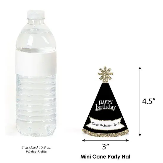 Big Dot of Happiness Adult Birthday - Gold Mini Cone Hat (Adult Happy Birthday - Gold Mini Cone Hat) {7}