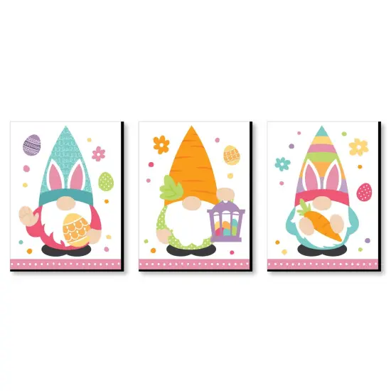 Big Dot of Happiness Easter Gnomes - Spring Bunny Wall Art and Kids Room Decor - 7.5 x 10 inches - Set of 3 Prints {1}