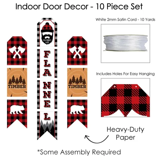 Big Dot of Happiness Lumberjack - Channel The Flannel - Hanging Vertical Paper Door Banners - Buffalo Plaid Party Wall Decor Kit - Indoor Door Decor {6}