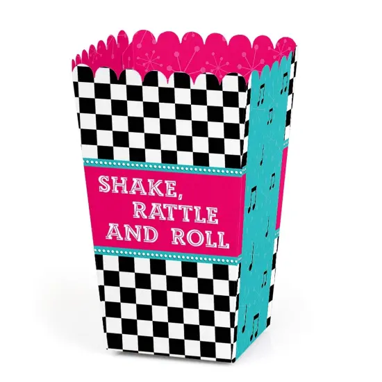 Big Dot of Happiness 50's Sock Hop - 1950s Rock N Roll Party Favor Popcorn Treat Boxes - Set of 12 {1}