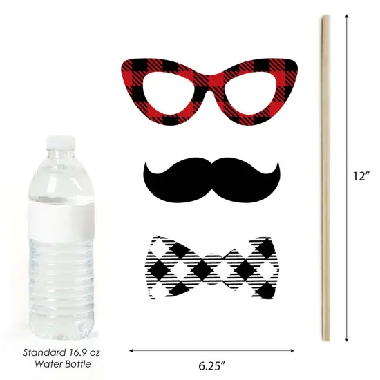 Big Dot of Happiness Prancing Plaid Holiday - Buffalo Plaid Christmas Photo Booth Props Kit - 20 Count {6}
