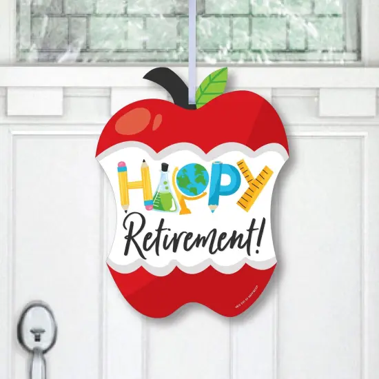 Big Dot of Happiness Teacher Retirement - Hanging Porch Happy Retirement Party Outdoor Decorations - Front Door Decor - 1 Piece Sign {1}