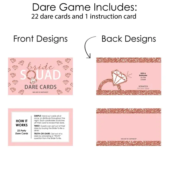 Big Dot of Happiness Bride Squad - Rose Gold Bridal Shower or Bachelorette Party Game Scratch Off Dare Cards - 22 Count {6}