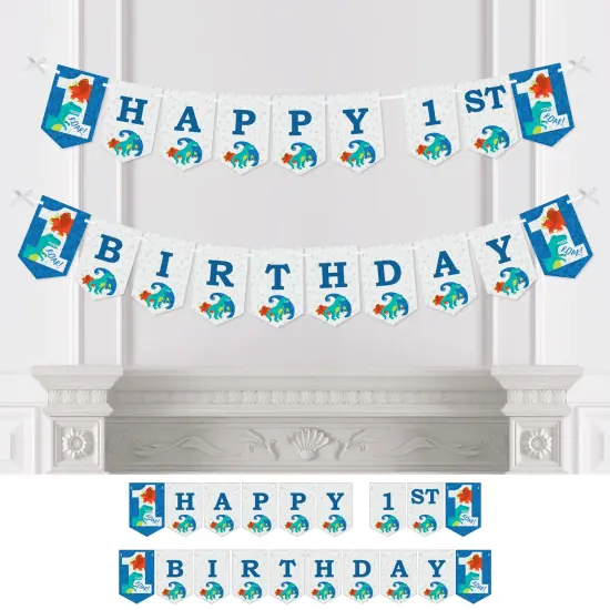 Big Dot of Happiness 1st Birthday Roar Dinosaur - ONEasaurus Dino First Birthday Party Bunting Banner - Party Decorations - Happy 1st Birthday {1}