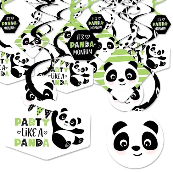 Big Dot of Happiness Party Like a Panda Bear - Baby Shower or Birthday Party Hanging Decor - Party Decoration Swirls - Set of 40 {1}