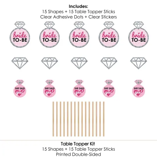 Big Dot of Happiness Bride-to-Be - Bridal Shower or Classy Bachelorette Party Centerpiece Sticks - Table Toppers - Set of 15 {7}