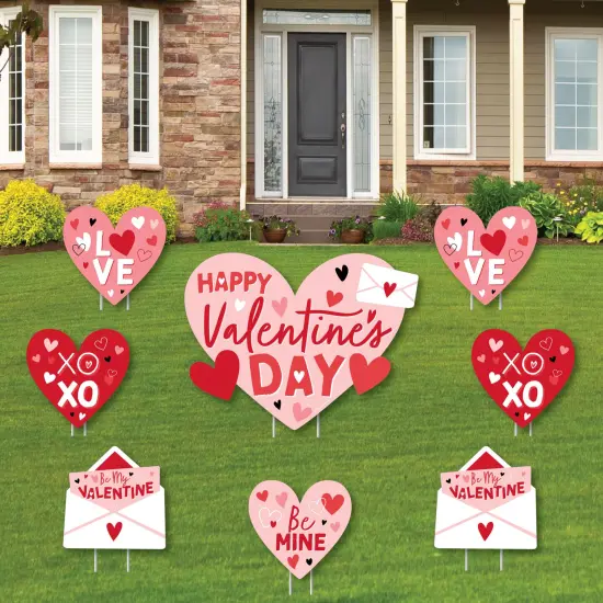Big Dot of Happiness Happy Valentine's Day - Yard Sign and Outdoor Lawn Decorations - Valentine Hearts Party Yard Signs - Set of 8 {1}