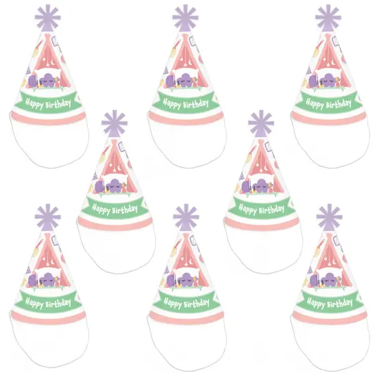 Big Dot of Happiness Pajama Slumber Party - Cone Happy Birthday Party Hats for Kids and Adults - Set of 8 (Standard Size) {7}