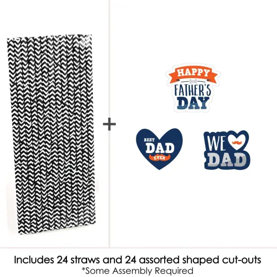 Big Dot of Happiness Happy Father's Day - Paper Straw Decor - We Love Dad Party Striped Decorative Straws - Set of 24 {4}