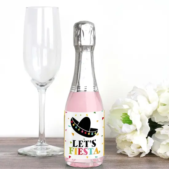 Big Dot of Happiness Let's Fiesta - Mini Wine and Champagne Bottle Label Stickers - Fiesta Favor Gift for Women and Men - Set of 16 {3}