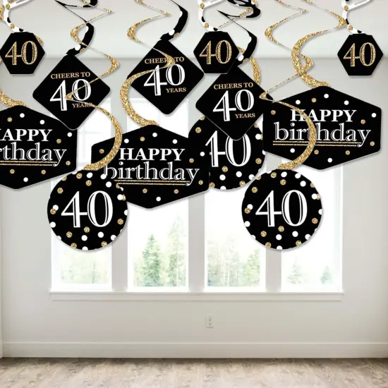 Big Dot of Happiness Adult 40th Birthday - Gold - Birthday Party Hanging Decor - Party Decoration Swirls - Set of 40 {4}