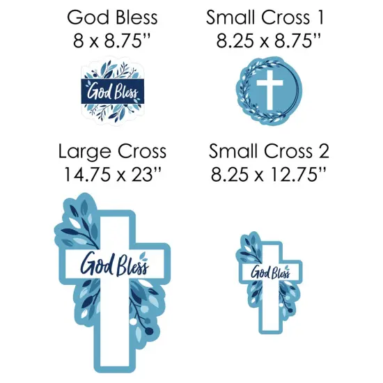 Big Dot of Happiness Blue Elegant Cross - Yard Sign and Outdoor Lawn Decorations - Boy Religious Party Yard Signs - Set of 8 {7}