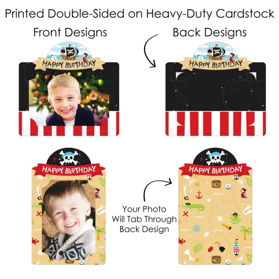 Big Dot of Happiness Pirate Ship Adventures - Skull Birthday Party Picture Centerpiece Sticks - Photo Table Toppers - 15 Pieces {7}