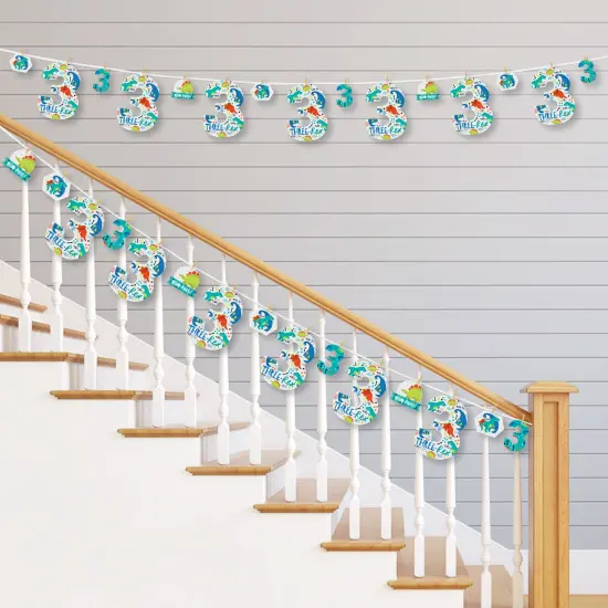 Big Dot of Happiness 3rd Birthday Roar Dinosaur - Three Rex Dino Third Birthday Party DIY Decorations - Clothespin Garland Banner - 44 Pieces {3}