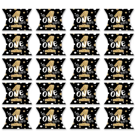 Big Dot of Happiness 1st Birthday Little Mr. Onederful - Favor Gift Boxes - Boy First Birthday Party Petite Pillow Boxes - Set of 20 {6}