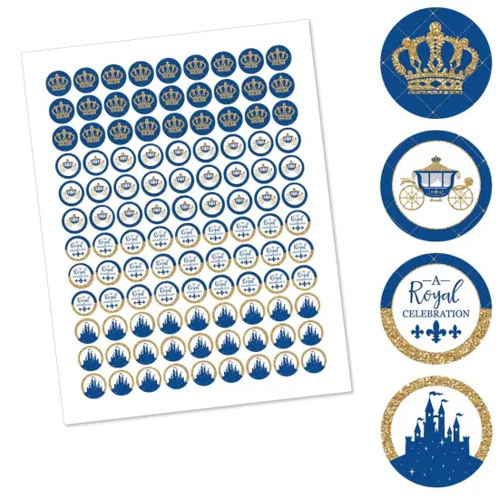 Big Dot of Happiness Royal Prince Charming - Baby Shower or Birthday Party Round Candy Sticker Favors - Labels Fits Chocolate Candy (1 sheet of 108) {3}
