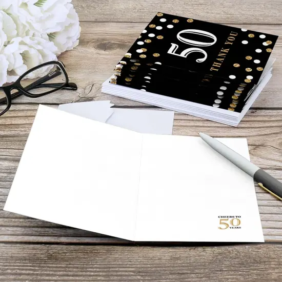Big Dot of Happiness Adult 50th Birthday - Gold - Birthday Party Thank You Cards (8 count) {6}
