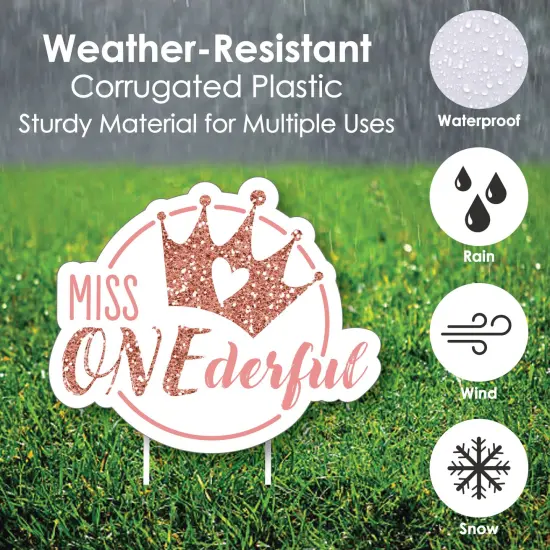 Big Dot of Happiness 1st Birthday Little Miss Onederful - Yard Sign and Outdoor Lawn Decorations - Girl First Birthday Party Yard Signs - Set of 8 {4}