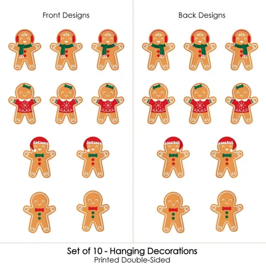 Big Dot of Happiness Hanging Gingerbread Christmas - Outdoor Gingerbread Man Holiday Party Hanging Porch and Tree Yard Decorations - 10 Pc {4}