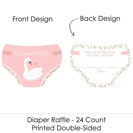 Big Dot of Happiness Swan Soiree - Diaper Shaped Raffle Ticket Inserts - White Swan Baby Shower Activities - Diaper Raffle Game - Set of 24 {3}