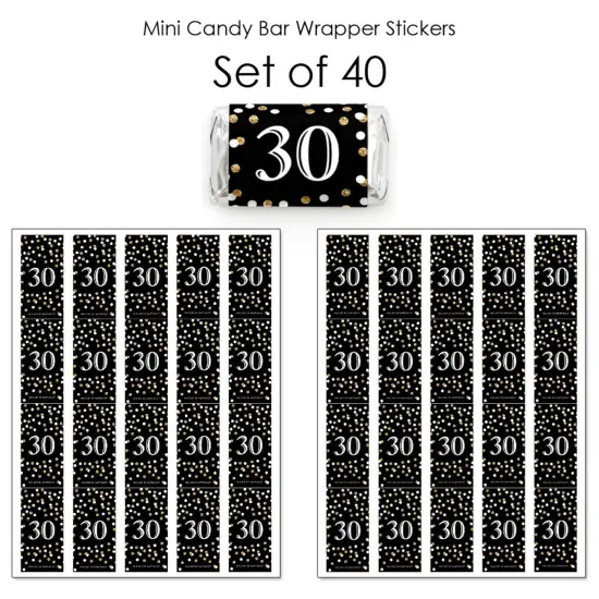 Big Dot of Happiness Adult 30th Birthday - Gold - Mini Candy Bar Wrapper Stickers - Birthday Party Small Favors - 40 Count {4}