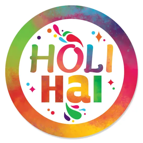 Big Dot of Happiness Holi Hai - Festival of Colors Party Circle Sticker Labels - 24 Count {1}